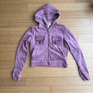Y2K vintage mauve velour zip up hoodie